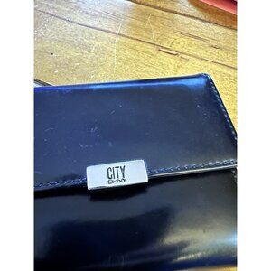 DKNY City Small Black Wallet with Silver Logo